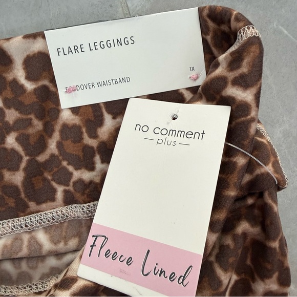 Women’s No Comment Plus Fleece Flare Leggings Foldover Waistband Leopard Size 1X - Picture 13 of 16